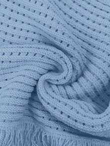 Top de punto sin mangas de cuello redondo de unicolor, versátil para el verano - Azul - Ver 7