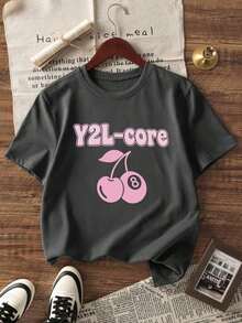 Limited EditionWomen's Vintage Oversized Short Sleeve-Shirt, Retro Tropical Cocktail Bowl Graphic Print Crew Neck Tee, Y2K Summer Vacation Aesthetic Loose Fit Casual Top, Breathable Lightweight Streetwear Daily Wear, Music Festivals, Beach Trips, Vacation, Holiday, Weekend Getaways, Street Style, Casual Outings, College Campus & Tropical Summer LooksLightweight Cotton - Negro - Ver 6
