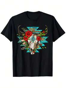 Camiseta Boho Turquesa de Algodón con Cuello Redondo, Manga Corta, para Hombres y Mujeres, Camisetas Unisex Negras - Negro - Ver 7