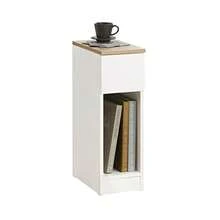 SoBuy Mesita de Noche Estrecha con cajón y Estante Mesa Auxiliar mesilla de Noche para Dormitorio y Sala de Estar Blanco FBT111-WN - como en la imagen - Ver 1