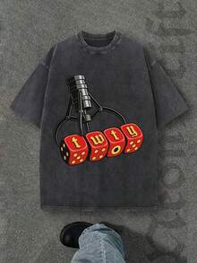 Camiseta casual vintage cómoda y lavada para mujer, camiseta de manga corta con cuello redondo,% algodón lavado y versátil para hombre, adecuada para uso diario y atuendos de, estilo unisex. - Negro - Ver 6