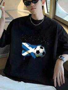 Camiseta De Verano Para Hombre, Copa Mundial De La 2026 Soccer Manga Corta, Algodón, Cuello Redondo, Varios Tamaños DisponiblesTeeTee - Negro - Ver 6