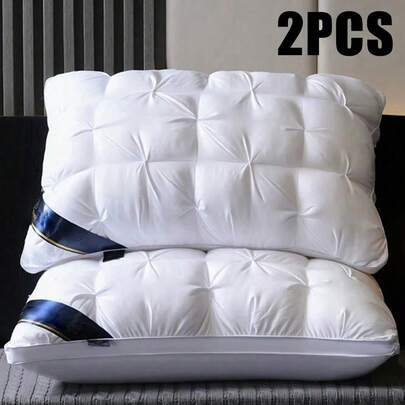 Queen Pillow Set Of 2 , Soft Support Queen Pillow Set Of 2 , Hotel Collection Standard/Queen Bed Pillow Set Of 2 , Down Alternative Bedding For Back, Stomach, Or Side SleepersLuxury Hotel Gel Pillow Room Decor, Easter Gift (White)