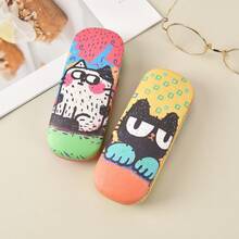 1pc Cute Cartoon Cat Print Eyeglasses Case, Portable & Shockproof, Funny Eyewear Storage Box, Double-Sided Open, Suitable For Fashion Glasses & Glasses, Unisex, Holiday Gift - A - View 3