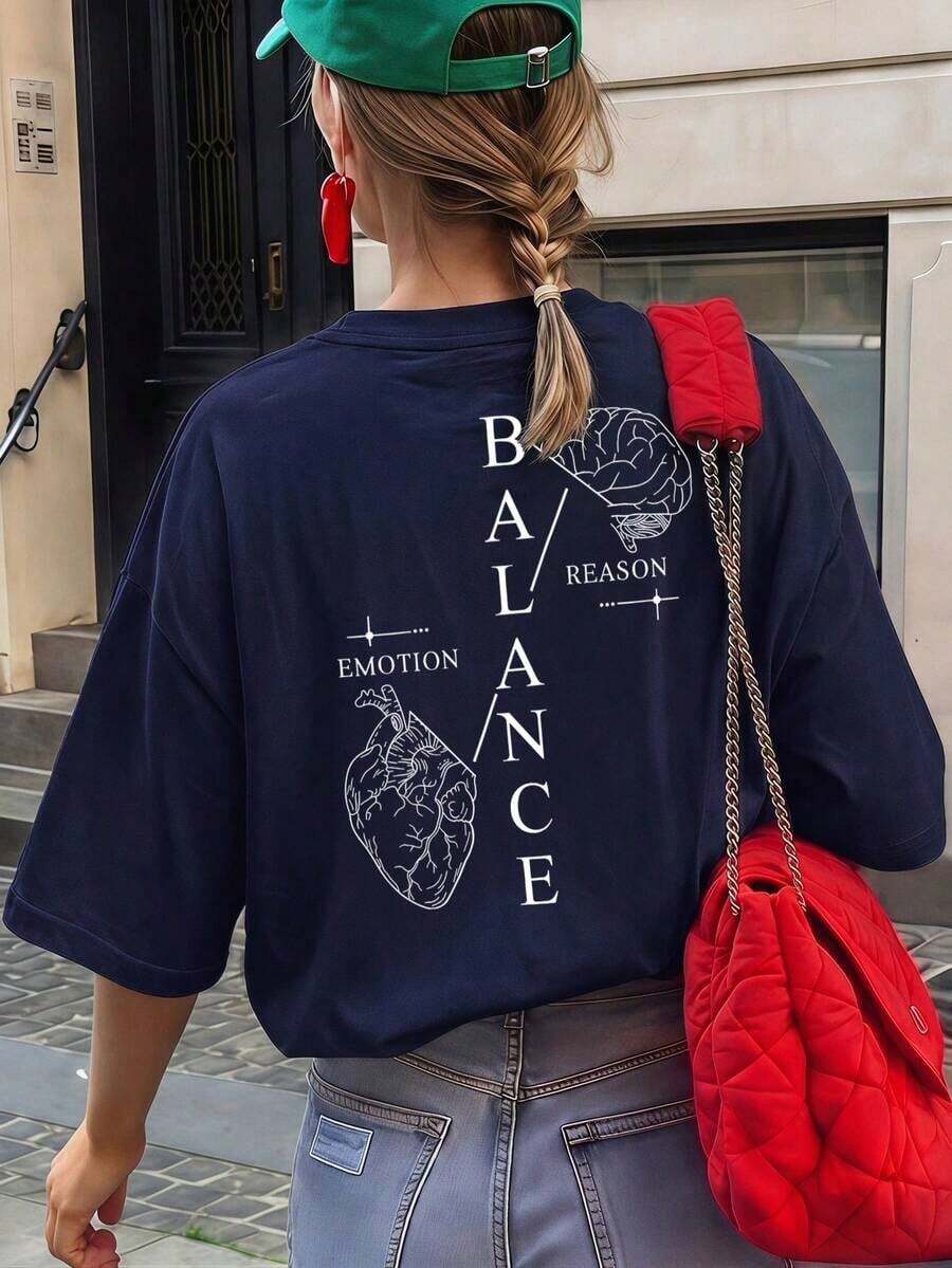 Free Shipping, Local Delivery In Mexico, Delivery In 4 Days. Women's Printed Short-Sleeved Summer T-Shirt, Polyester Fabric, Multifunctional Style, Regular Fit, 180 Grams, 1 Unit. - Dark Blue - View 1