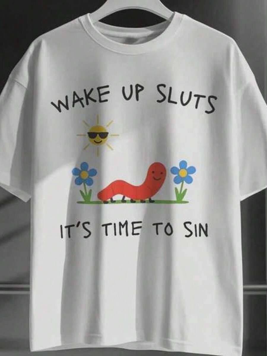 Camiseta estampada de verano con el divertido diseño de meme animal "Wake Up Sluts Its Time To Sin". Tejido transpirable y duradero con tecnología de punto. Suave y fácil de limpiar. Cómoda de llevar. Perfecta para adultos. Ofrece una personalidad traviesa. Conjunto para concierto country 2026.