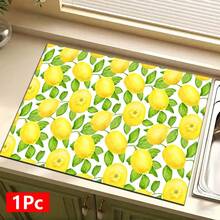 1pc Lemon Pattern Printed Absorbent Dish Drying Mat, Espresso Machine Countertop Absorbent Mat, Sink Drain Mat, Soft Faucet Absorbent Mat, Sink Cup Mat, Kitchen & Bathroom Accessories - Multicolor - View 16