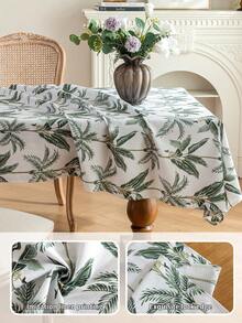 1 pieza Mantel con estampado de plantas tropicales, cubierta de mesa rectangular, adecuado para decoración de mesa, decoración del hogar y decoración de habitaciones, apropiado para decoración de fiestas festivas o decoración de mesa de comedor - Brote Verde - Ver 7