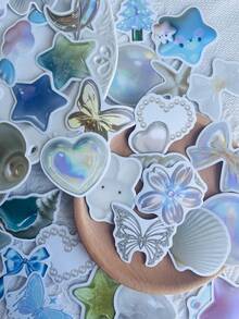 50pcs Dreamy Color Stickers PVC Material Notebook Materials Notebook Mobile Phone Case DIY Materials School Supplies - 50pcs - View 7