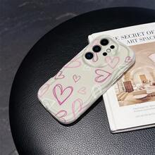 手机壳 - 适用于三星 Galaxy S26/S25/S24 Ultra/Plus/Fe/A57/A56/A55/A54/A37/A36/A35/A26/A25/A17/A16/A07/A06/A05，奶油色手机壳，粉色爱心涂鸦，情侣保护壳 - 乳黃殼 - 查看 3