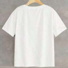 short sleeves1pc Camiseta informal de algodón con cuello redondo para mujer Camiseta deportiva para mujer Camiseta para hombre Camisetas para parejas Regalo de San Valentín Regalo de cumpleaños Regalo de Navidad Camiseta unisex Apta para todas las estaciones, 100 % algodónLeisure - Blanco - Ver 4