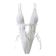 Nuevo modelo Huaqiangu, traje de baño sexy de una pieza con cordones y espalda descubierta. - Albaricoque - Ver 5