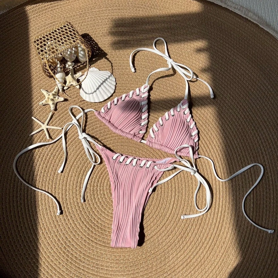 New Custom Two-Piece Bikini, Fresh And Sweet. - Pink - View 1