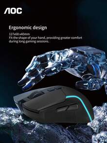 AOC 有线 RGB 游戏鼠标，8000 DPI 可编程 USB 游戏鼠标，带 7 个按键和符合人体工程学的设计，适用于 PC 和笔记本电脑游戏 - 查看 3