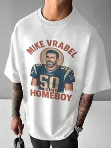 La imagen muestra a un jugador de fútbol americano con número 50 y texto divertido que refleja admiración por la amistad y el espíritu deportivo con energía y humor para los aficionados Camiseta de hombre casual moderna cómoda y atractiva para el día a día - Negro - Ver 6