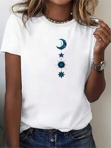 ModaModaWomen' Camiseta de Verano de Manga Corta - Blusa Suave de 180g con Cuello Redondo, Adecuada para Fiestas y Uso Casual, Camisetas Opacas Lavables a Máquina, Idea de Regalo Cómoda para Familiares y Amigos, Esencial para el Guardarropa de Todo el Año. - Blanco - Ver 1