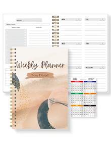 Planificador diario y semanal de 52 semanas, cuaderno A5 minimalista de planificación semanal para productividad y organización diaria, útiles escolares y de oficina - Caqui - Ver 9