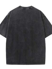 Disney Mary Print Pattern, Summer Washed Short Sleeved Solid Color Small Round Neck Retro Versatile Outfit - Black - View 2