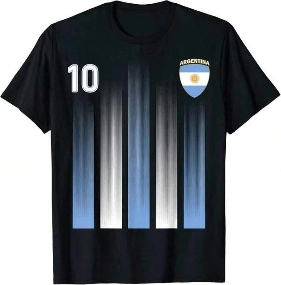 Argentina 10 playera de fútbol Argentina para fanáticos del fútbol, Negro, 4X-Large,Para Hombre y Mujer - Negro - Ver 1