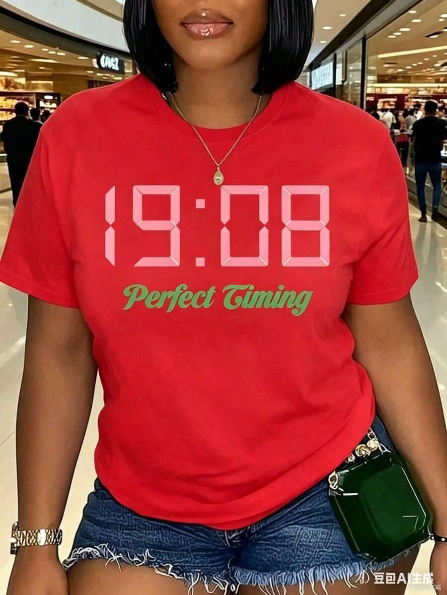 Cómodo Camisetas Deportivas Vintage para Mujer con Cuello Redondo y Estampados Gráficos - Con Eslóganes de Empoderamiento en Rosa y Verde, Camiseta Casual Transpirable de Manga Corta, Lavable, Ropa Festiva, Ajuste Cómodo, Ropa de Mujer a la Moda, Camiseta Gráfica, playeras de mujer algodon, blusa casual mujer, mujer - Rojo - Ver 1