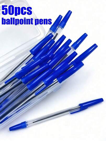 50pcs Water-Based Pen Set, Including Blue, Black And Red Colors, 1.0mm Tip, Smudge-Resistant Ink, Smooth Writing, Suitable For Student Stationery - Back To School Season