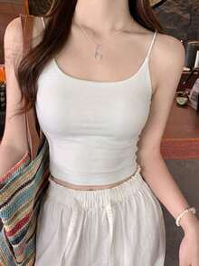 Top sin espalda sexy con sujetador acolchado para mujeres, chaleco sin mangas, casual de verano - Blanco - Ver 4