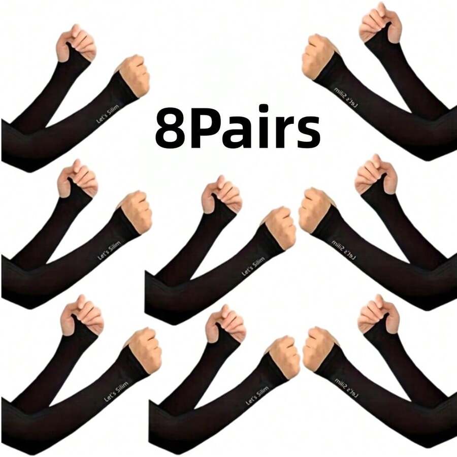 8 双装男士护臂,压缩护臂,工作防护,防紫外线,青少年男孩防晒护臂,学校万圣节配饰,冬季手套套,保暖护臂,秋季服装,万圣节装扮,黑色护臂,男士礼物 - A - 查看 1