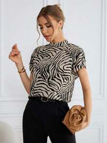 Camisa de mujer con estampado de leopardo, de verano, de manga ancha, para uso diario - Multicolor 2 - Ver 4