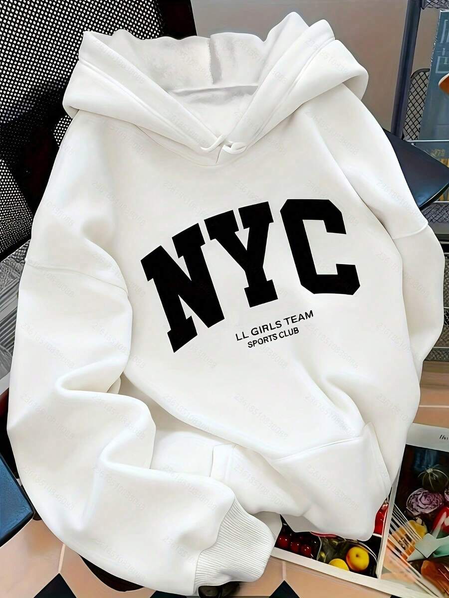 Women's NYC Print Sweatshirt - Casual, Stylish, Fashionable, Elegant, Soft, Comfortable, 100% Cotton - 白色 - 查看 1