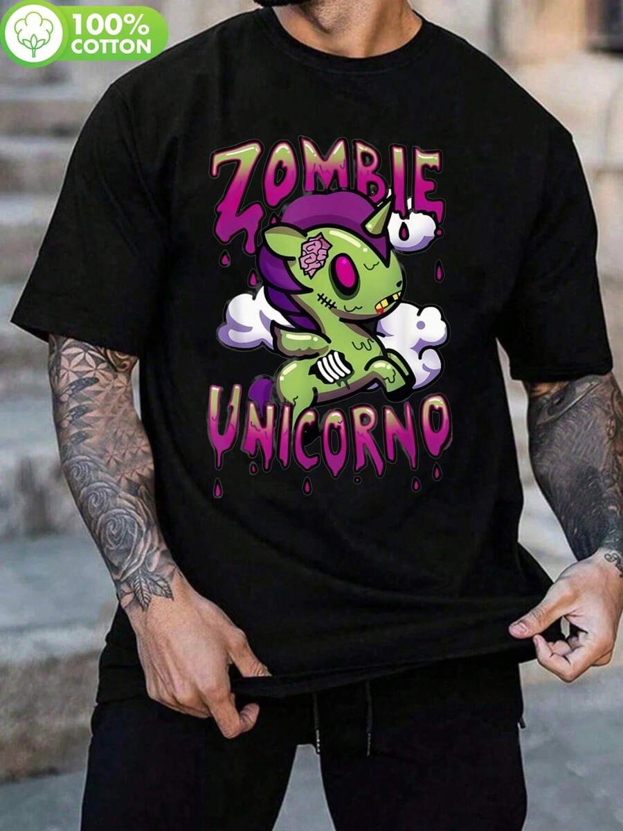Camiseta divertida de anime con vida marina, 100%, 7.76 Oz - Negro - Ver 1