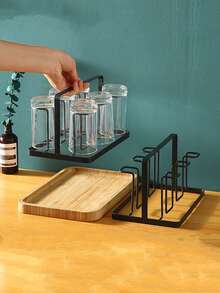 Khay đựng cốc thủy tinh, giá phơi cốc, giá đựng cốc sáng tạo, giá đựng cốc úp ngược dùng trong gia đình, quà tặng cho bữa tiệc ngày lễ - màu đen - Xem 3