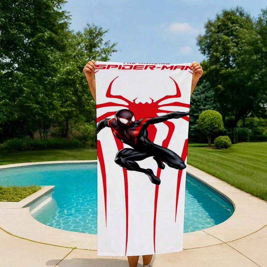1PCS S Pider-Man With Great Power Quote Microfiber Beach Towel - Quick Dry Super Absorbent Bath Towel For Swimming Pool Gym Travel - Marvel Fan Outdoor Picnic Blanket Sand Free Magic Towel Accessory For Men Boys Gift - 彩色 - 查看 1