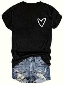 Camiseta de Mujer con Estampado "Be Your Own Kind of Beautiful" en la Parte Delantera y Trasera, Top Casual de Manga Corta, Ropa de Mujer - Negro - Ver 1