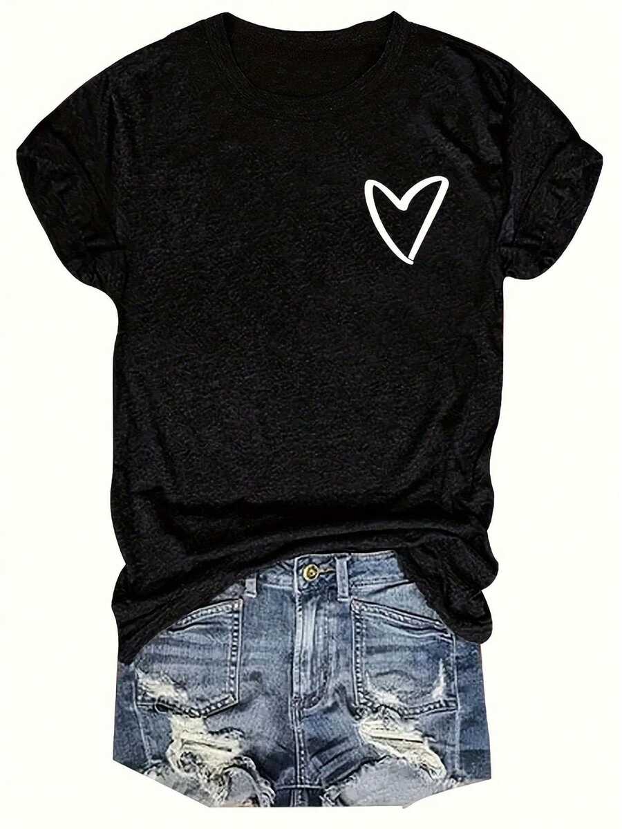 Camiseta de Mujer con Estampado "Be Your Own Kind of Beautiful" en la Parte Delantera y Trasera, Top Casual de Manga Corta, Ropa de Mujer - Negro - Ver 1