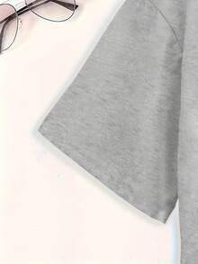 Plus Size - Plus Size - Women's Plus Size 0-8XL Casual And Stylish Printed T-Shirt, Fashionable Base Layer For Everyday Outings, Unique Design Suitable For All Seasons, Comfortable Fit, Women's T-Shirt With The Slogan "Not My Problem", Casual Crew Neck - 太空灰 - 查看 5