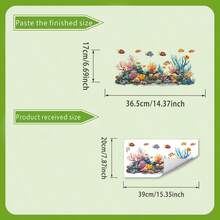 1pc Colorful Coral Reef & Tropical Fish Wall Sticker, Watercolor Ocean Theme Home Wall Decor Decal - View 6