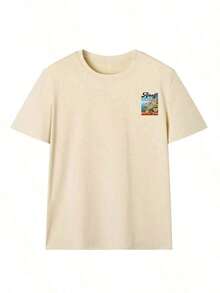2026 Summer New Arrival Women's Graphic Tee,Women's Summer New Lemon Shell Fish Lobster Print Casual Vacation Loose Versatile Round Neck Beige Short Sleeve T-Shirt, Fashionable For Daily Wear,Tops Women Summer,4th Of July Outfit Women,Camiseta Para Mujer Blusas Para Mujer Camisa - Albaricoque 3 - Ver 4