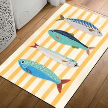 1pc Colorful Fish Pattern Printed Silica Gel Carpet, Easy To Clean, 3D Printed Rectangle Rug, Suitable For Entryway, Living Room, Kitchen, Bedroom, Hallway, Bathroom, Laundry Room - Polyester Carpet, For Indoor And Outdoor Home Decor - Multicolor - View 6