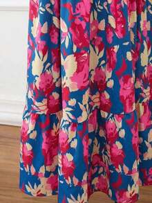 Vestido largo elegante de mujer con cintura fruncida y volantes, vestido de verano para vacaciones, vestido para citas - Multicolor 4 - Ver 9