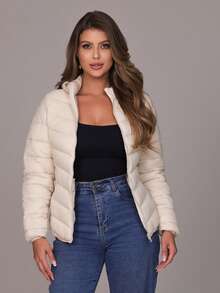 Women's Slim Fit Bobojaco Jacket With Removable Hood, Waterproof, Thermal, Sizes S To XL, Winter Jacket - Apricot - View 9