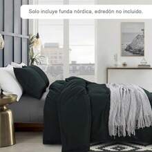 NANWEI Juego de Funda para Edredón de 3 Piezas, Funda para Edredón con Cierre de Botones y 2 Fundas para Almohada, Ultra Suave Fibra de Doble Cepillado Colección de Hotel Gris Oscuro - Grafito - Ver 2
