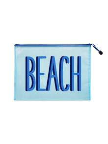 Túi đi biển PVC chống nước thời trang với in màu khối "Beach", in chữ nhiều màu, kích thước A4, túi đựng mỹ phẩm trong suốt với khóa kéo nylon, phù hợp để bơi, lặn và kỳ nghỉ hè, nhẹ, phù hợp cho nam nữ trẻ, phụ kiện túi đi biển, vật dụng du lịch thiết yếu, phụ kiện du lịch, vật dụng không thể thiếu cho kỳ nghỉ. Đồ dùng học tập quay lại trường, túi đựng đồ vệ sinh cá nhân, túi giặt, túi tắm dung tích lớn cho nữ, quà tặng Ngày của Mẹ, quà tặng giáo viên, vật dụng thiết yếu cho du thuyền - Nhiều màu - Xem 15