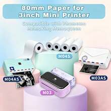 Giấy in nhiệt không keo 77mm cho máy in Phomemo M03 M04S, [5/10] Cuộn giấy ảnh trắng tương thích với máy in Peripage A9 A40, bảo quản được 10 năm - Xem 5