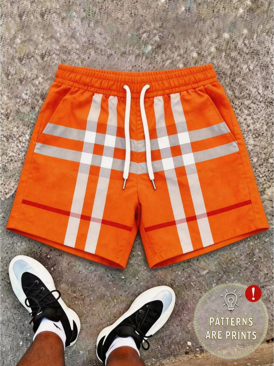 Men's Statement Print Shorts Fashion Designer Patterned Casual Daily Wear Shorts - trái cam - Xem 1