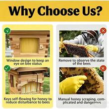 Automatic Self-Flow Hive Beehive Kit With Honey Spout And Observation Window, Full Wooden Beehive Box Set For Hobbyist Beekeepers,Backyard Gardens - 預設 - 查看 7