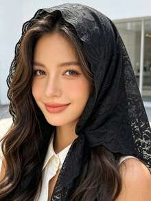 1 chiếc băng đô ren hoa thời trang, khăn trùm đầu turban thanh lịch, phụ kiện tóc thoáng khí đa năng. - Nhiều màu - Xem 6