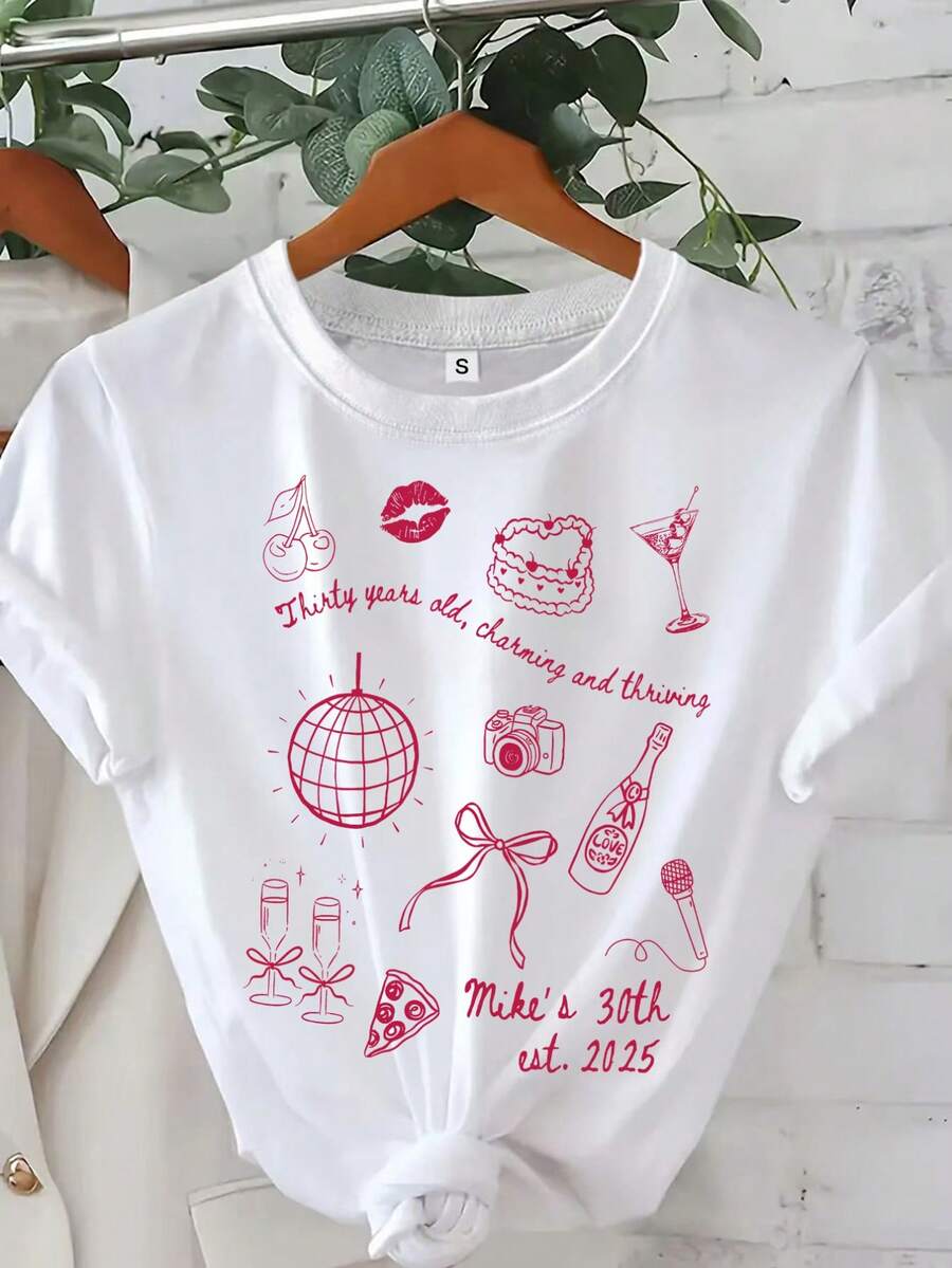 Camiseta con Texto Personalizado, Camiseta con Texto Personalizado para Regalo de Cumpleaños, Camiseta con Texto Personalizado, Camiseta con Logotipo de Negocio, Ropa con Logotipo del Equipo S, Personaliza tu Camiseta con Texto - Blanco - Ver 1