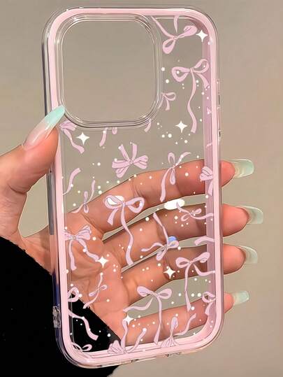 1 chiếc ốp lưng điện thoại màu hồng viền trong suốt, thiết kế tối giản, bảo vệ toàn màn hình, chống rơi vỡ, chống va đập, họa tiết bướm, phù hợp với 16 Pro Max, 17/16/15/14 Plus/13/12/11, Air, tương thích với các dòng điện thoại .