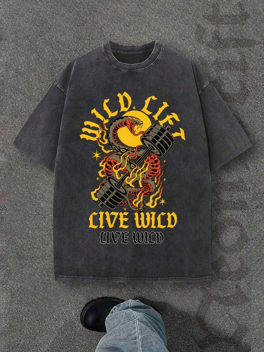 Camiseta casual vintage cómoda y lavada para mujer, camiseta de manga corta con cuello redondo,% algodón lavado y versátil para hombre, adecuada para uso diario y atuendos de, estilo unisex. - Negro - Ver 1