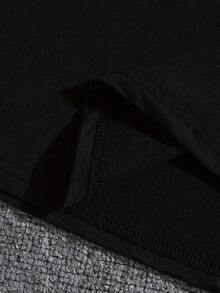 Nueva camiseta de manga corta con cuello redondo para mujeres, diseño primavera-verano, combina perfectamente un estampado moderno y minimalista en forma de corazón sobre fondo negro, transpirable y absorbe la sudoración.Envío directo desde nuestro almacén local, modelo para parejas, ideal para llevar en pareja. - Multicolor - Ver 5